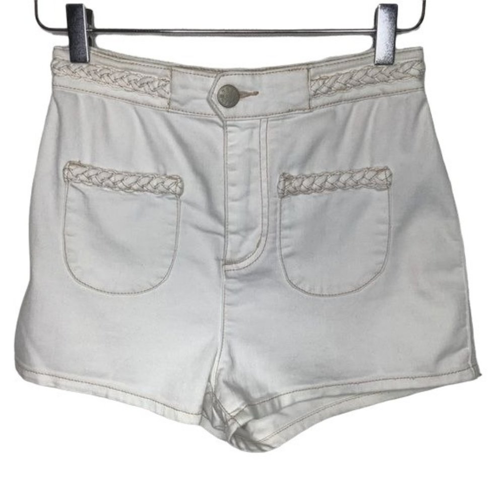 BDG Braided High Waist White Denim Shorts Size 26